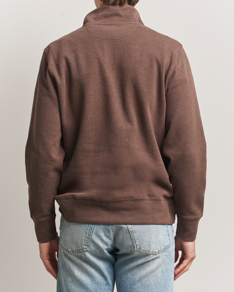 Men | Sweaters & Knitwear | Gant | Light Sacker Rib Half Zip Dark Brown Melange