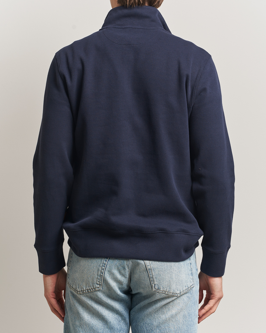 Men | Sweaters & Knitwear | Gant | Light Sacker Rib Half Zip Evening Blue
