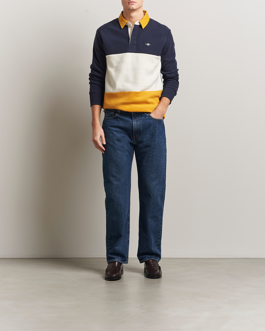 Men | Sweaters & Knitwear | GANT | Blocked Heavy Rugger Evening Blue Multi