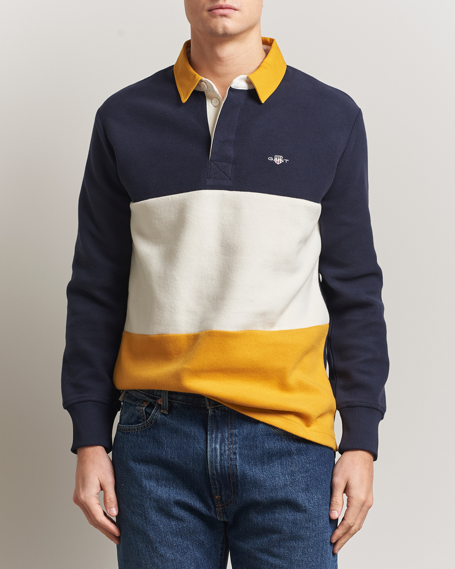 Men | Sweaters & Knitwear | GANT | Blocked Heavy Rugger Evening Blue Multi