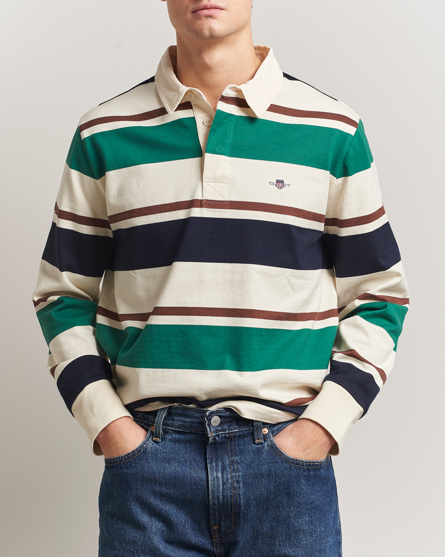 Men | Sweaters & Knitwear | GANT | Striped Heavy Rugger Cream Multi