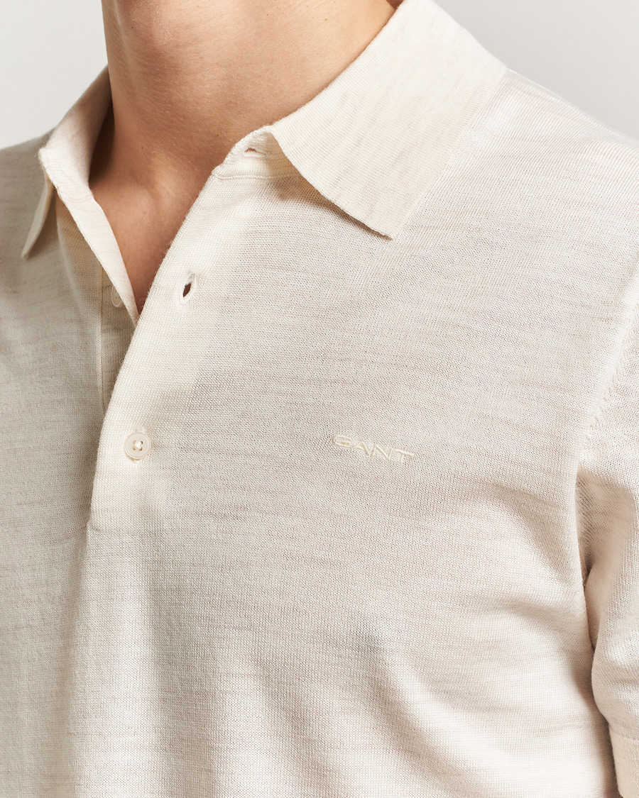 Men | Polo Shirts | GANT | Extrafine Merino Polo Seed Melange