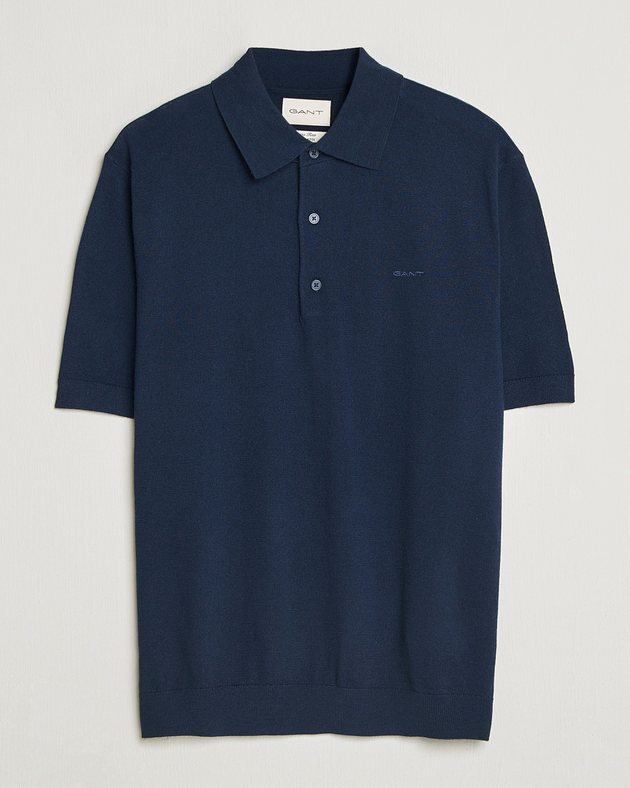 Men | Polo Shirts | GANT | Extrafine Merino Polo Marine