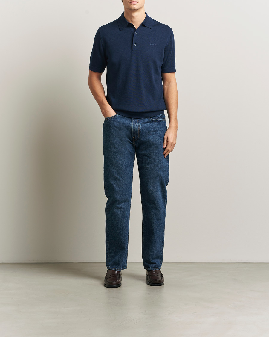 Men | Polo Shirts | GANT | Extrafine Merino Polo Marine