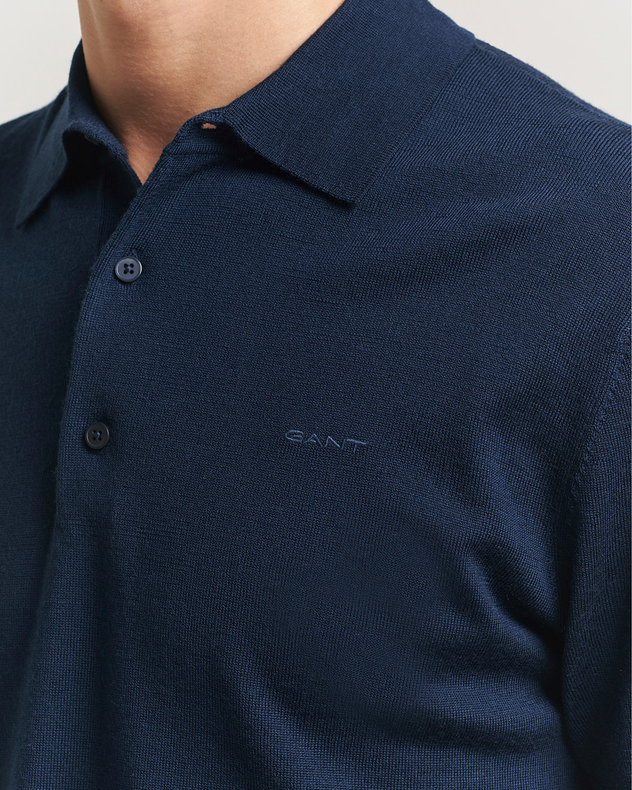 Men | Polo Shirts | GANT | Extrafine Merino Polo Marine