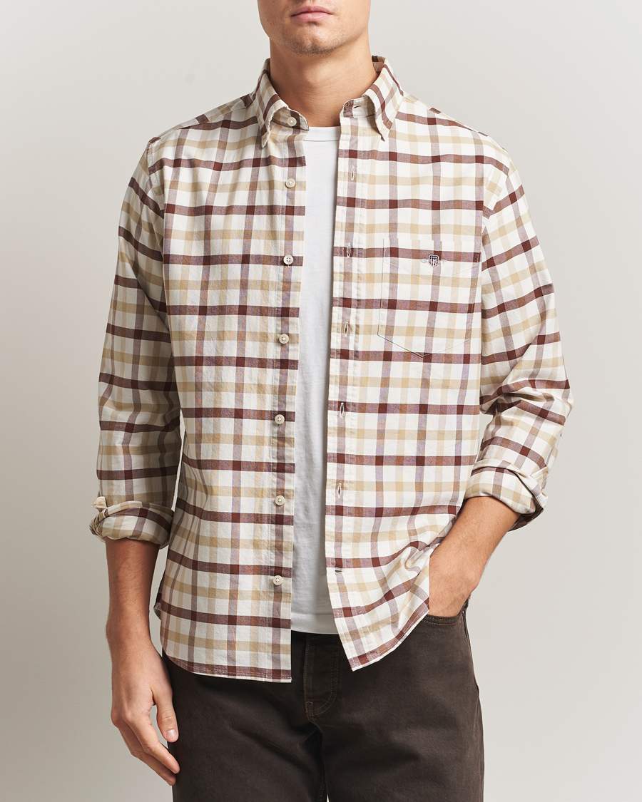 Men | Shirts | Gant | Regular Fit Oxford Checked Shirt Mahogany Brown