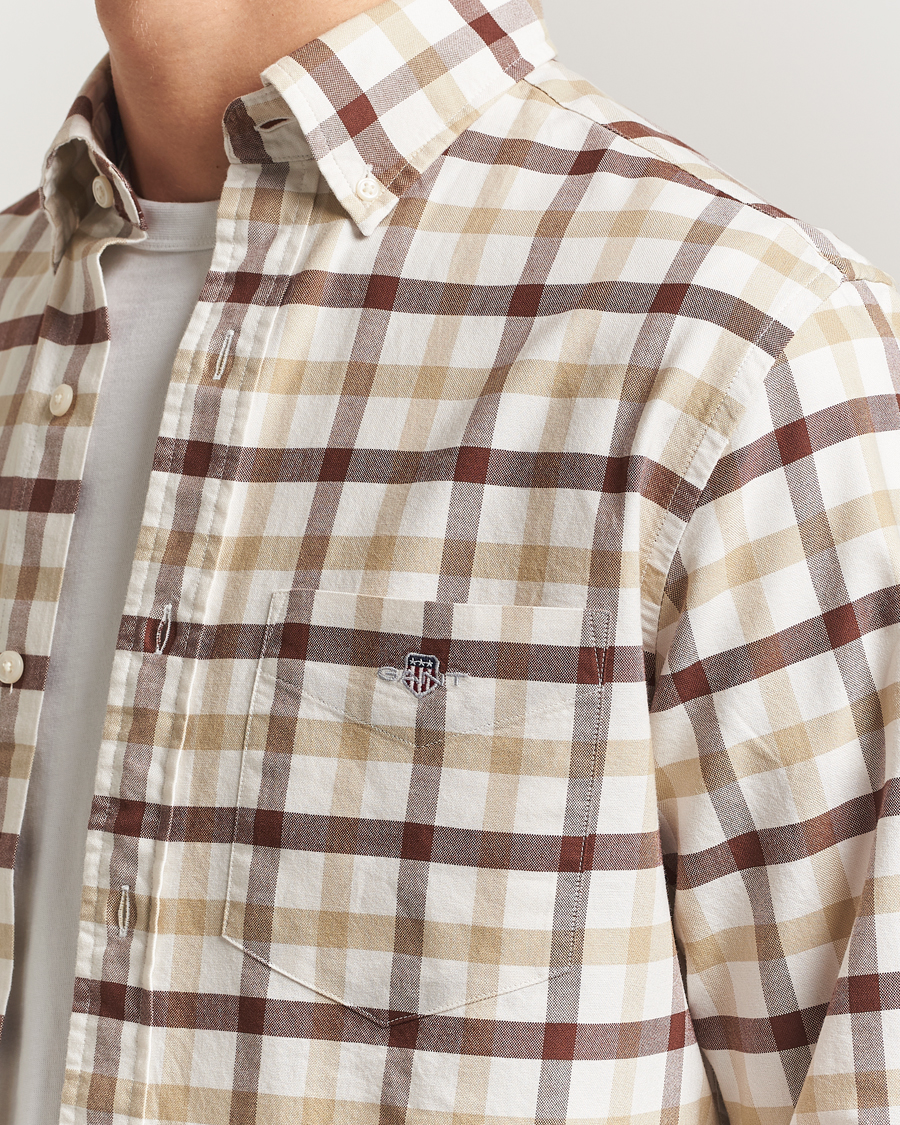 Men | Shirts | Gant | Regular Fit Oxford Checked Shirt Mahogany Brown
