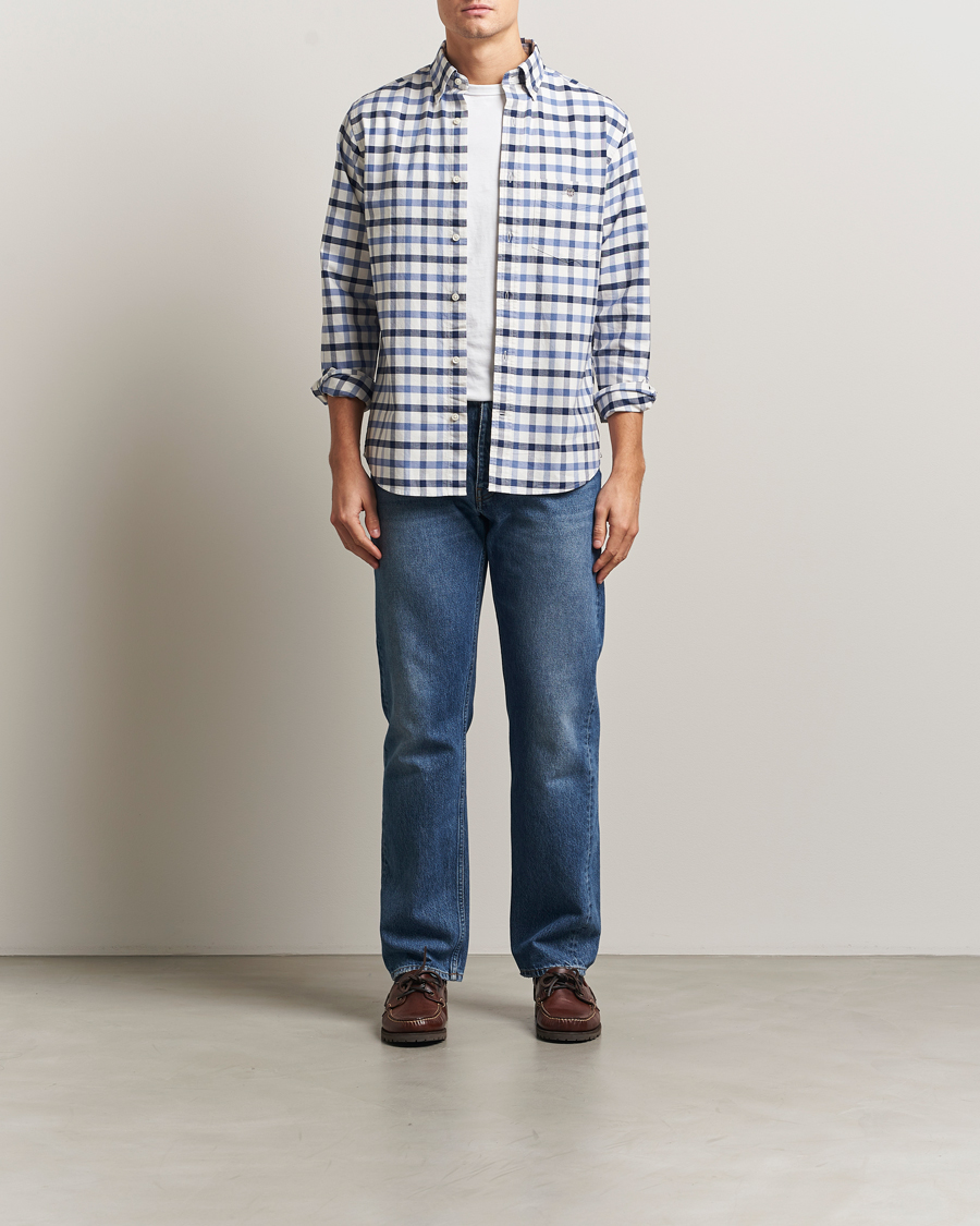 Men | Shirts | GANT | Regular Fit Oxford Checked Shirt Greyish Blue