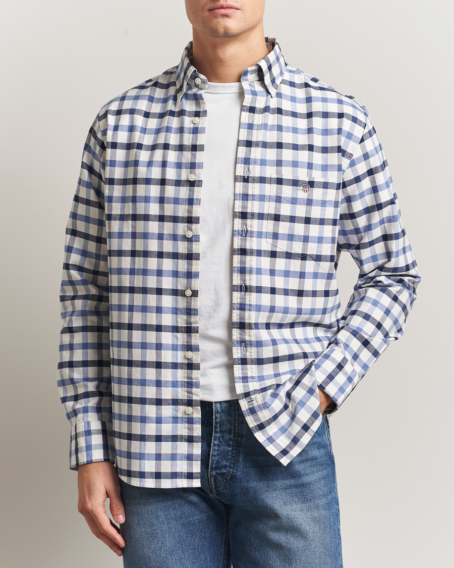 Men | Shirts | Gant | Regular Fit Oxford Checked Shirt Greyish Blue