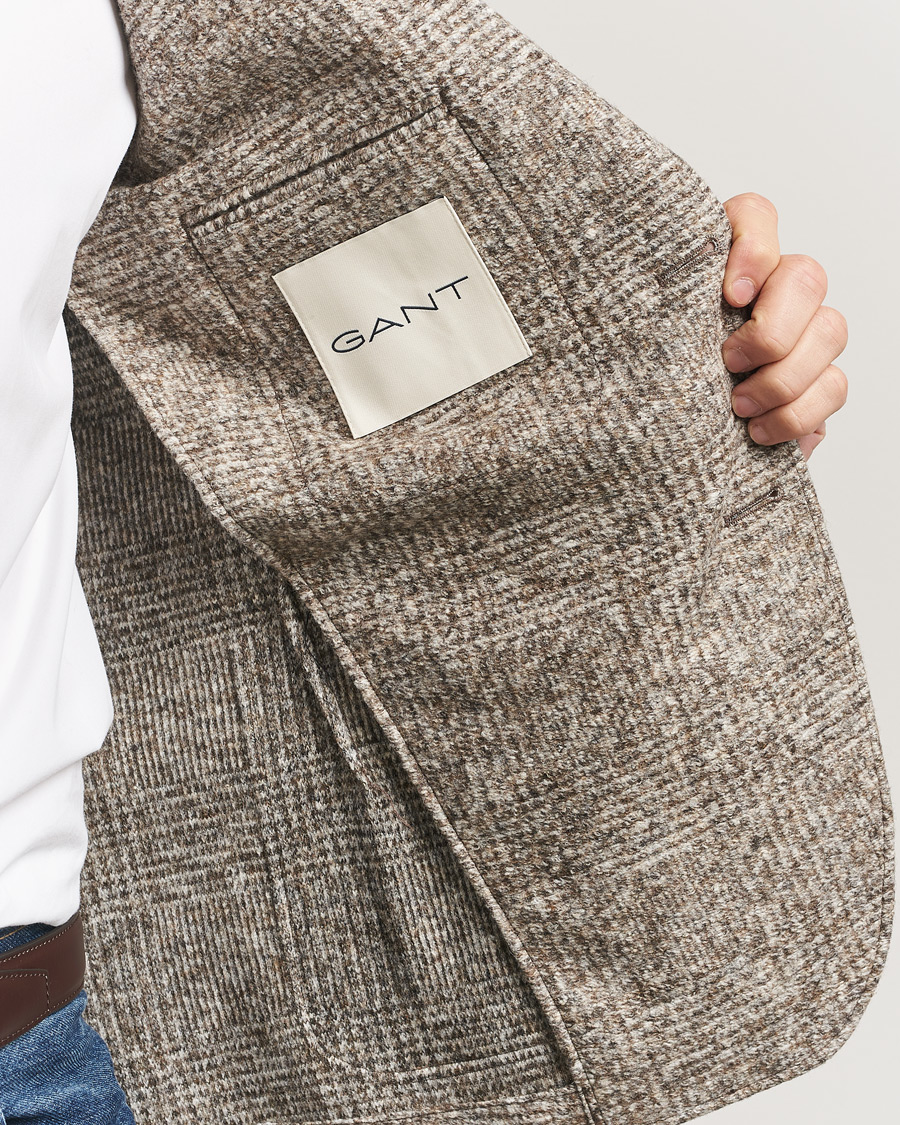 Men | Blazers | GANT | Wool Checked Blazer Seed Melange