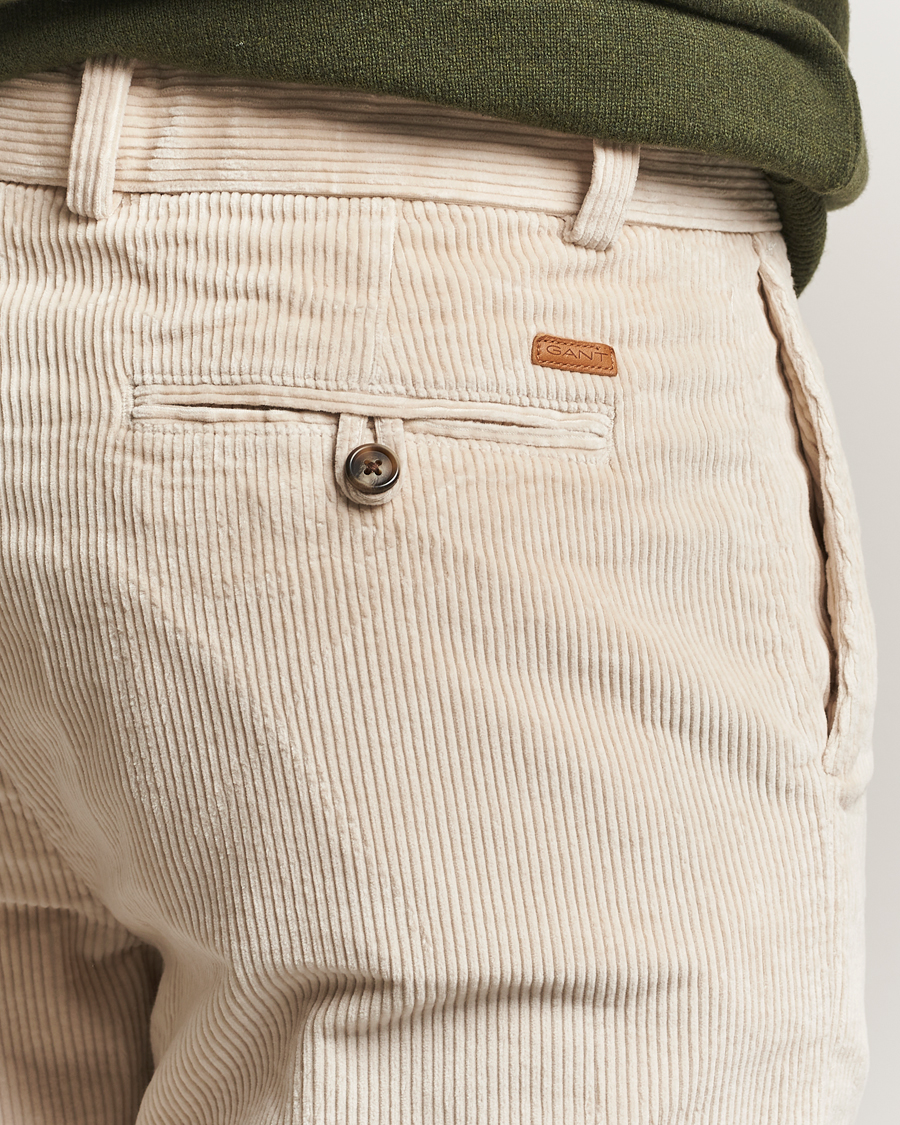 Men | Trousers | Gant | Straight Fit Corduroy Trousers Putty