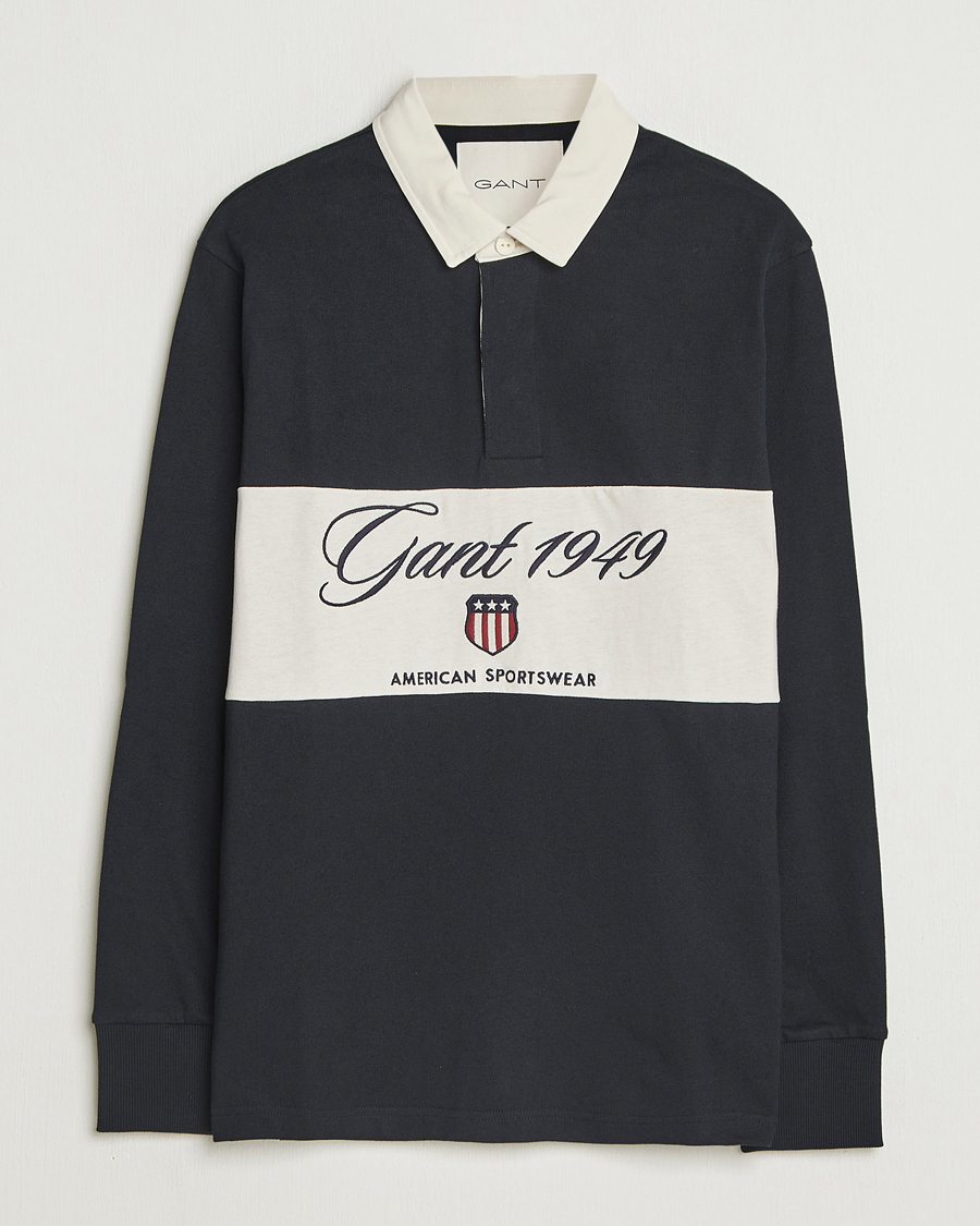 Men | Sweaters & Knitwear | Gant | Blocked Logo Heavy Rugger Black