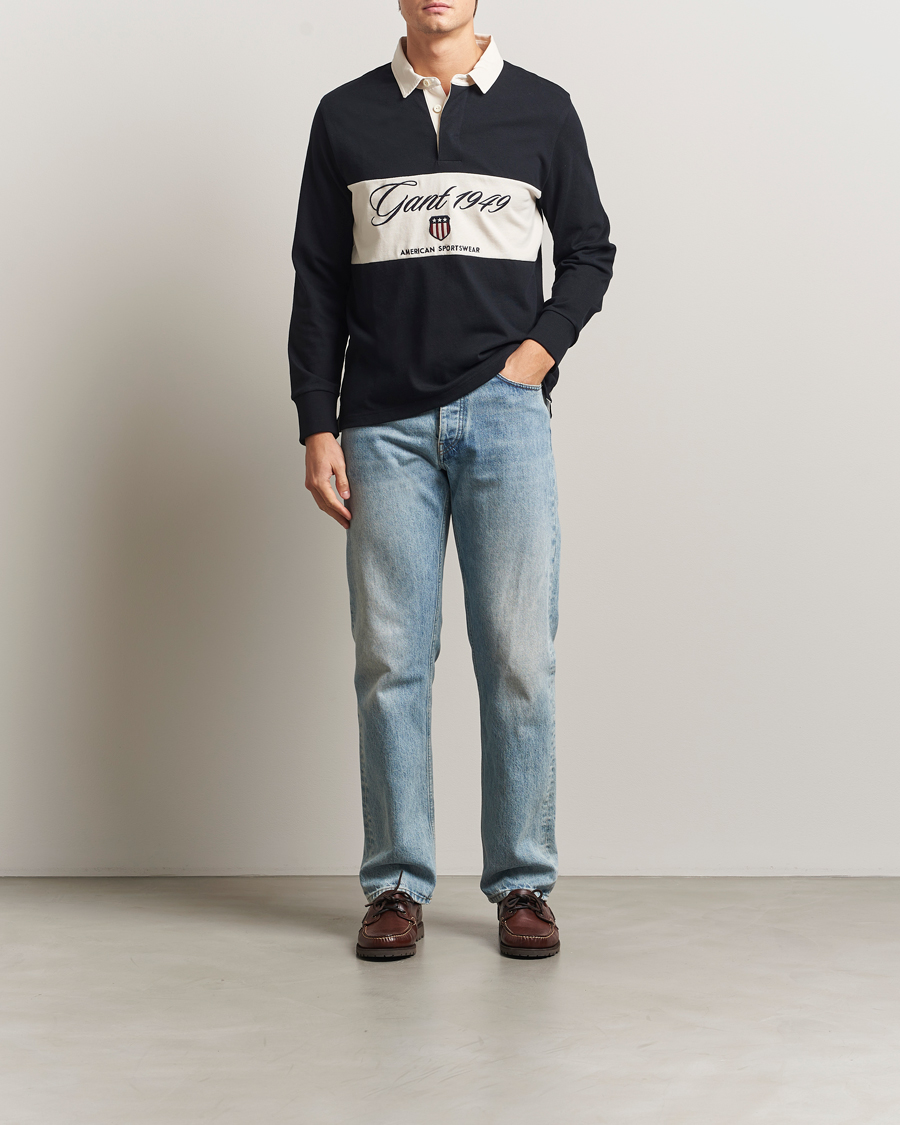 Men | Sweaters & Knitwear | GANT | Blocked Logo Heavy Rugger Black
