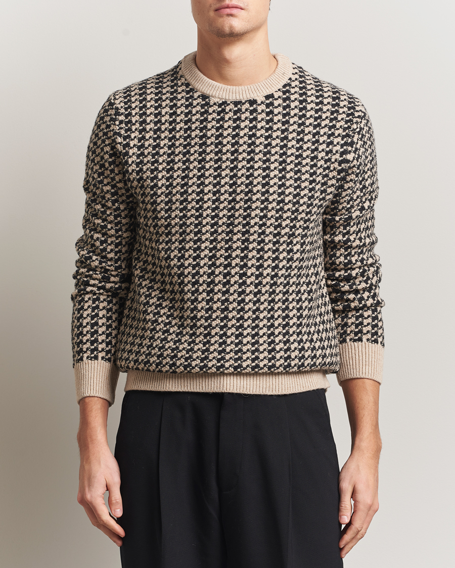 Men | Sweaters & Knitwear | GANT | Two Tone Textured Knitted Crew Neck Charcoal