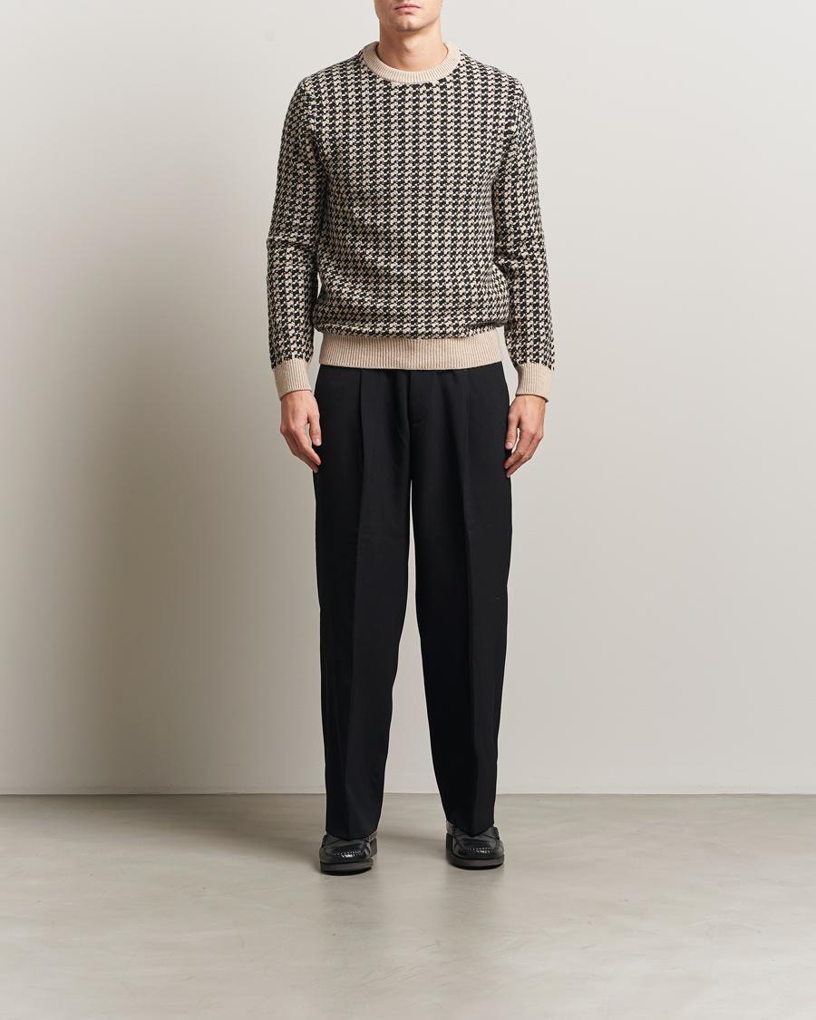 Men | Sweaters & Knitwear | GANT | Two Tone Textured Knitted Crew Neck Charcoal