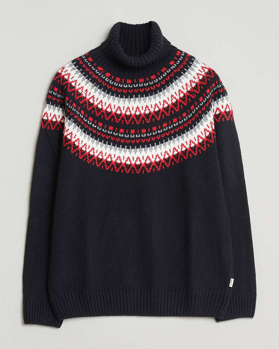 Men | Sweaters & Knitwear | GANT | Fairisle Knitted Turtleneck Black