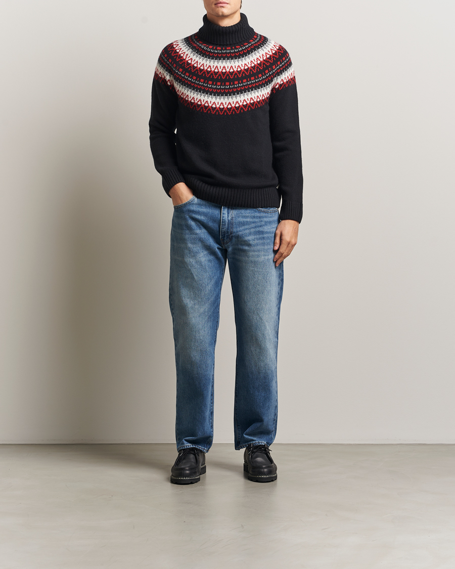 Men | Sweaters & Knitwear | GANT | Fairisle Knitted Turtleneck Black