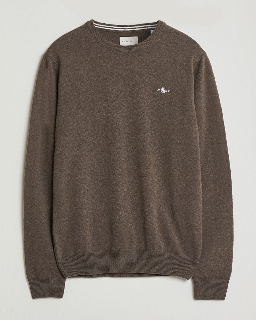 Men | Sweaters & Knitwear | GANT | Superfine Lambswool Crew Neck Seawood Melange