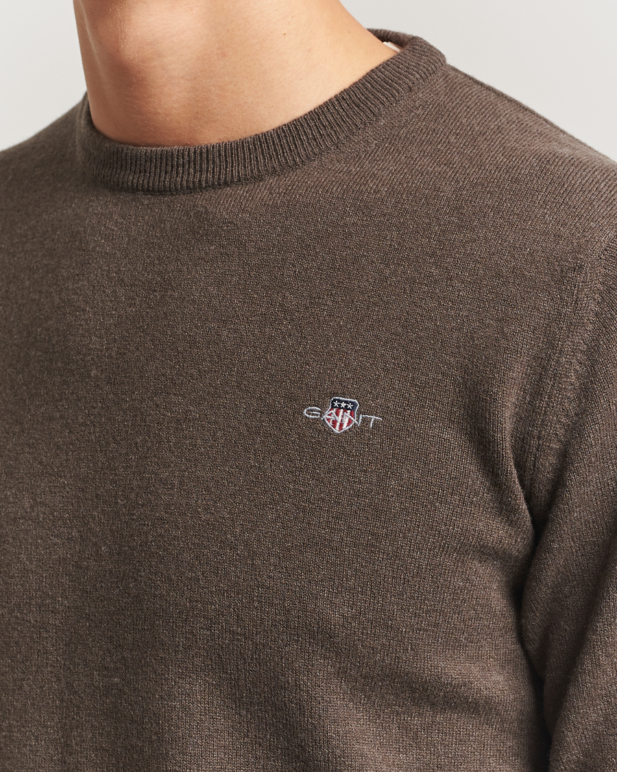 Men | Sweaters & Knitwear | GANT | Superfine Lambswool Crew Neck Seawood Melange