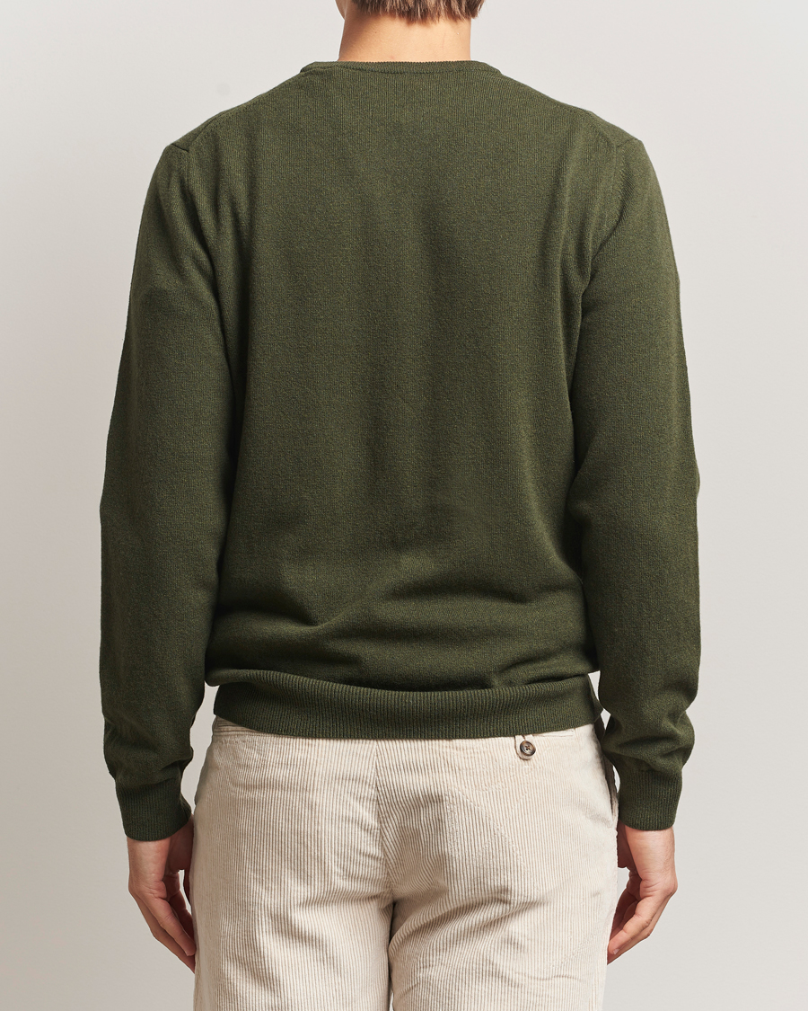 Men | Sweaters & Knitwear | GANT | Superfine Lambswool Crew Neck Khaki Green Melange