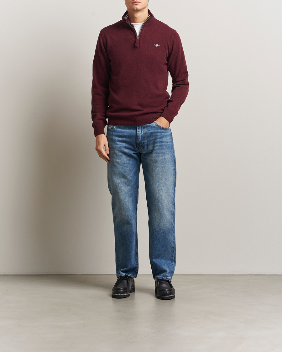 GANT Superfine Lambswool Half Zip Bordeaux Melange at CareOfCarl.com
