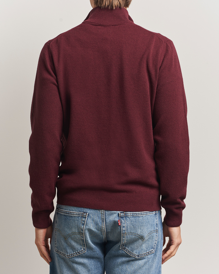 Men | Sweaters & Knitwear | GANT | Superfine Lambswool Half Zip Bordeaux Melange