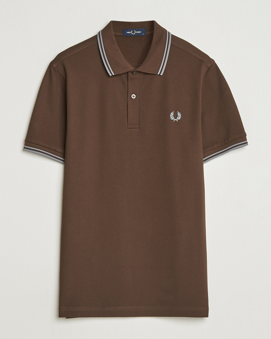 【翌日発送】FRED PERRY ブラウン 半袖ポロシャツ UK 10 Fred Perry Twin Tipped Fred Perry Shirt Burnt Tobacco at