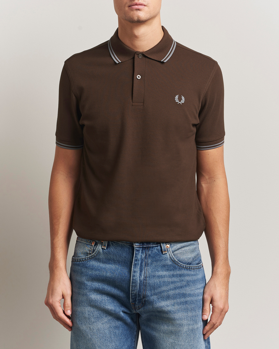 Men | Polo Shirts | Fred Perry | Twin Tipped Shirt Burnt Tobacco