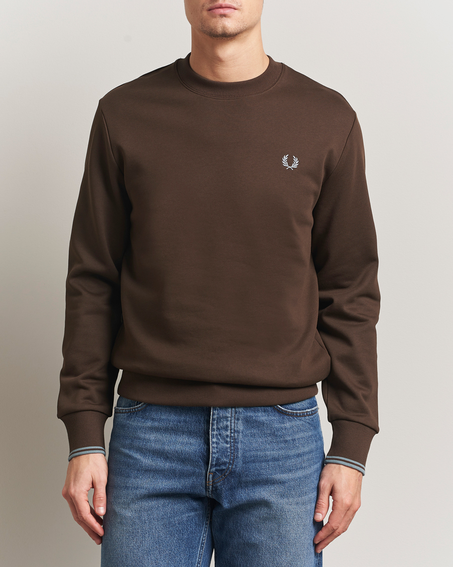 Men | Sweaters & Knitwear | Fred Perry | Crew Neck Sweatshirt Burnt Tobacco