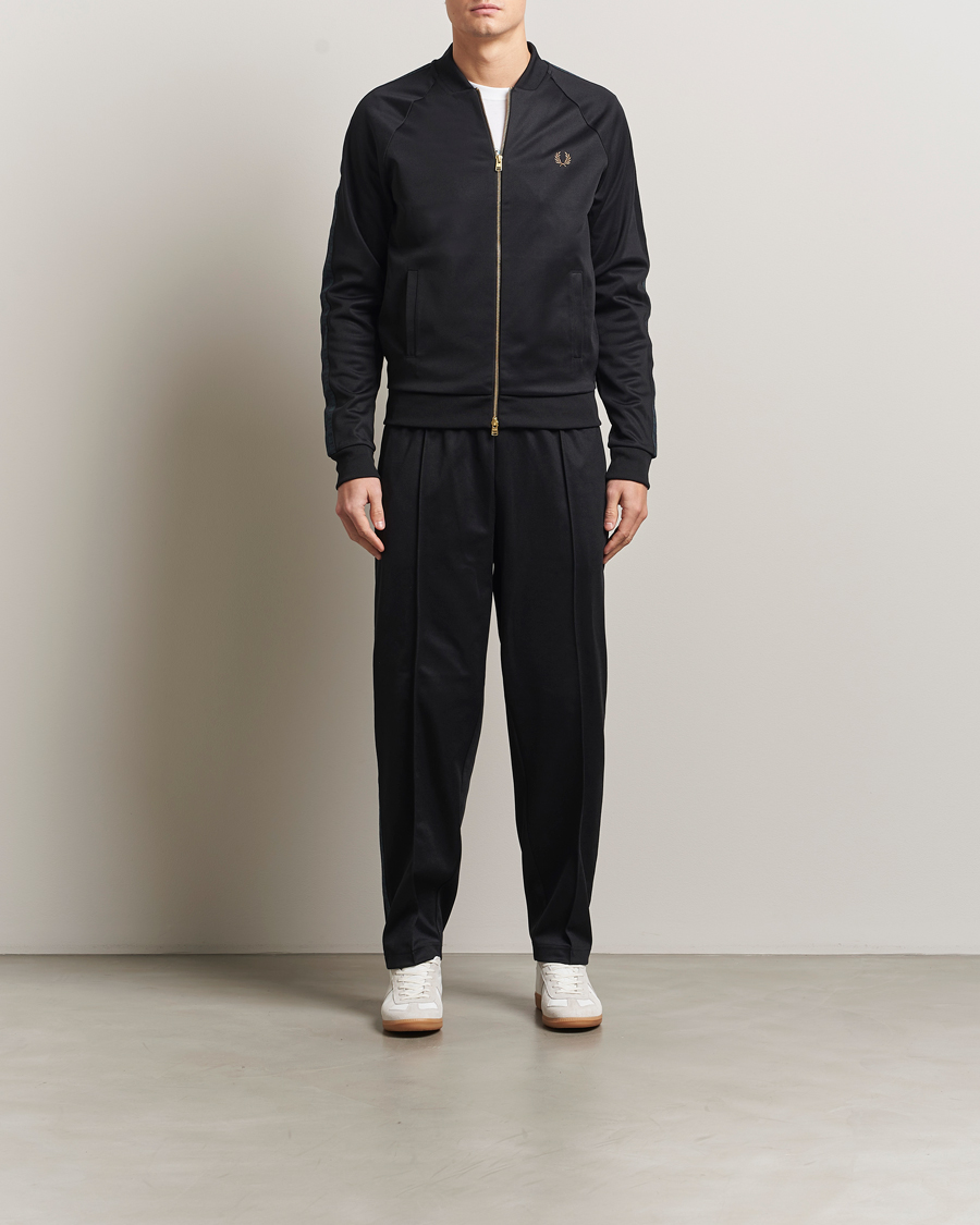 Fred Perry Blackwatch Tartan Taped Track Jacket Black at