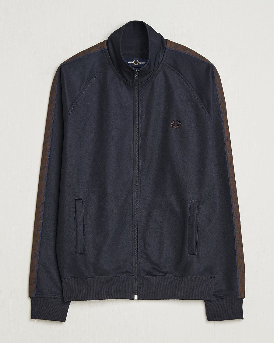 Men | Sweaters & Knitwear | Fred Perry | Taped Track Jacket Navy