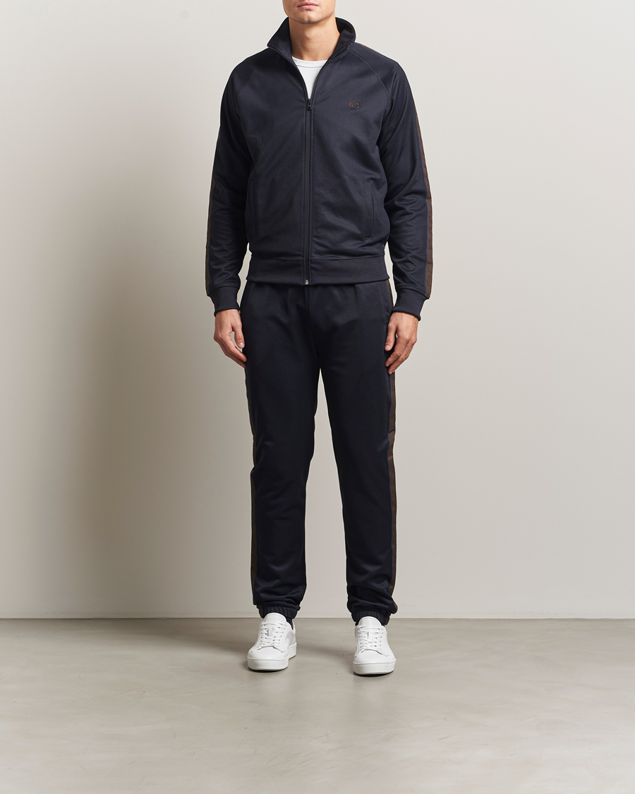 Men | Sweaters & Knitwear | Fred Perry | Taped Track Jacket Navy