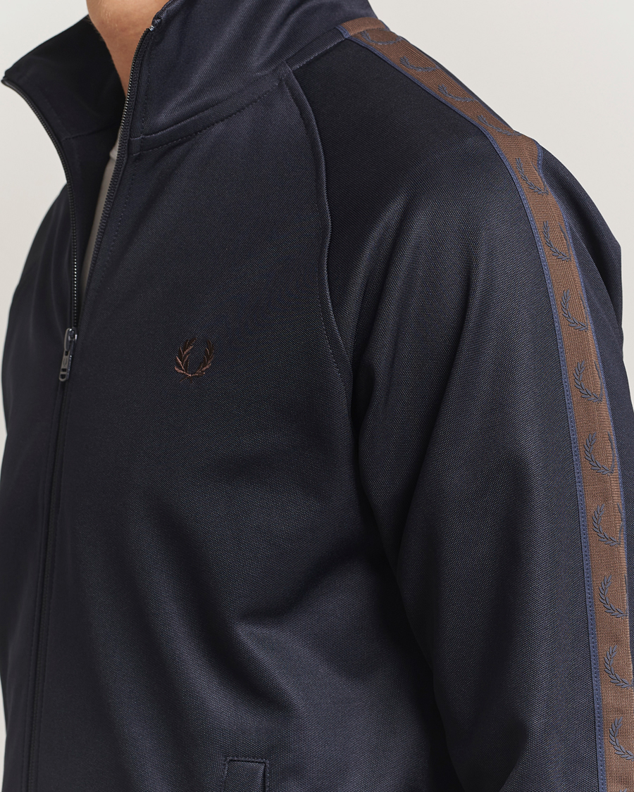 Men | Sweaters & Knitwear | Fred Perry | Taped Track Jacket Navy