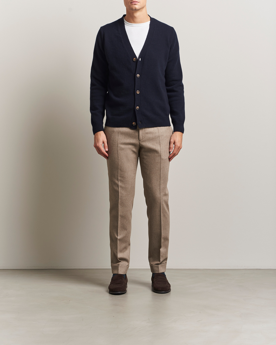 Men | Sweaters & Knitwear | Oscar Jacobson | Eduardo Wool Cardigan Navy