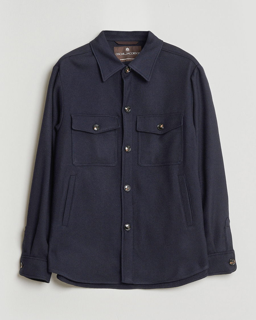 Men | Coats & Jackets | Oscar Jacobson | Maverick Wool Overshirt Navy