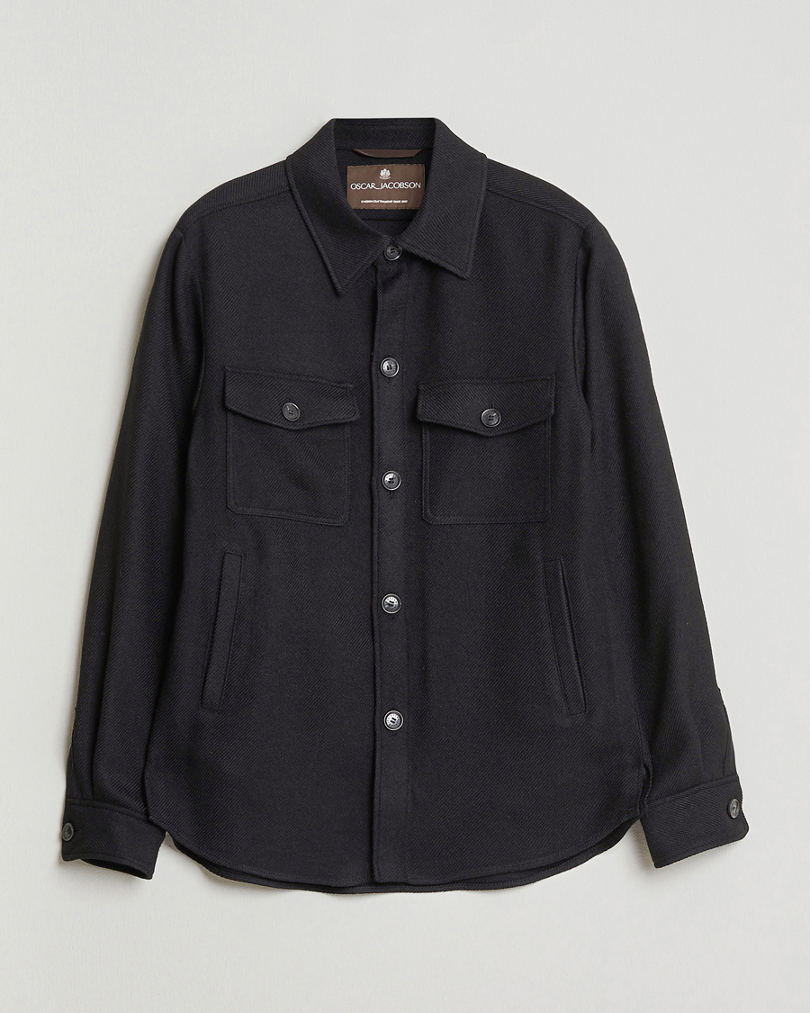 Men | Coats & Jackets | Oscar Jacobson | Maverick Wool Overshirt Black