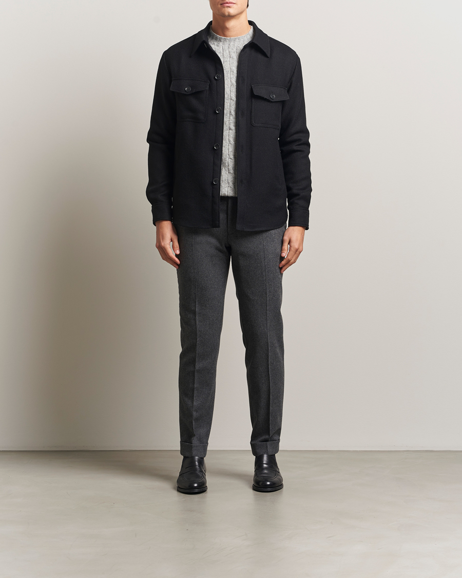 Men | Coats & Jackets | Oscar Jacobson | Maverick Wool Overshirt Black
