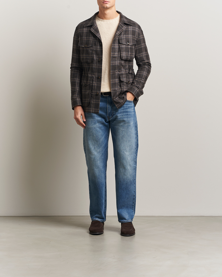 Men | Coats & Jackets | Oscar Jacobson | Sirolo Checked Shirt Jacket Brown/Blue