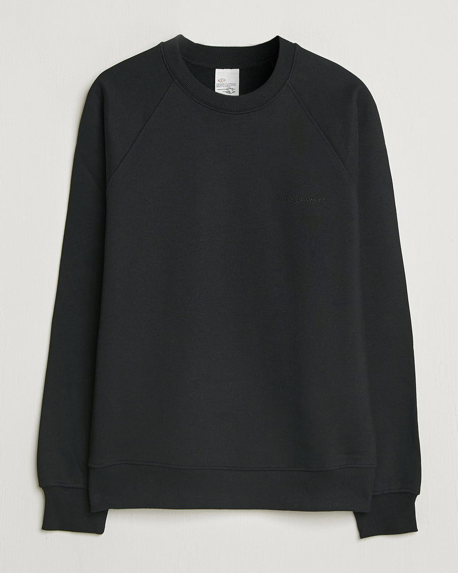 Men | Sweaters & Knitwear | Nudie Jeans | Palle Logo Crew Neck Sweatshirt Black