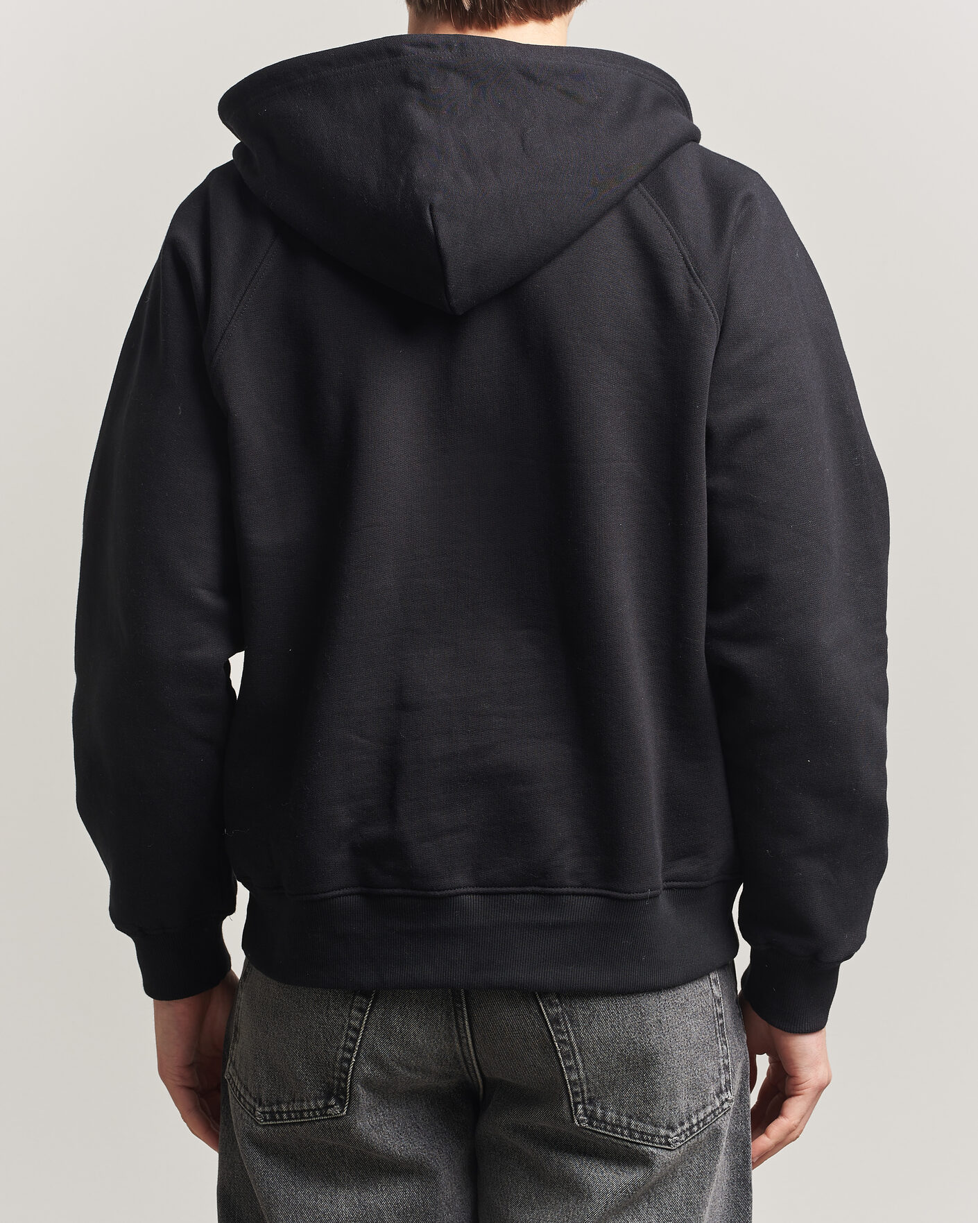 Men | Sweaters & Knitwear | Nudie Jeans | Gunde Logo Full Zip Hoodie Black