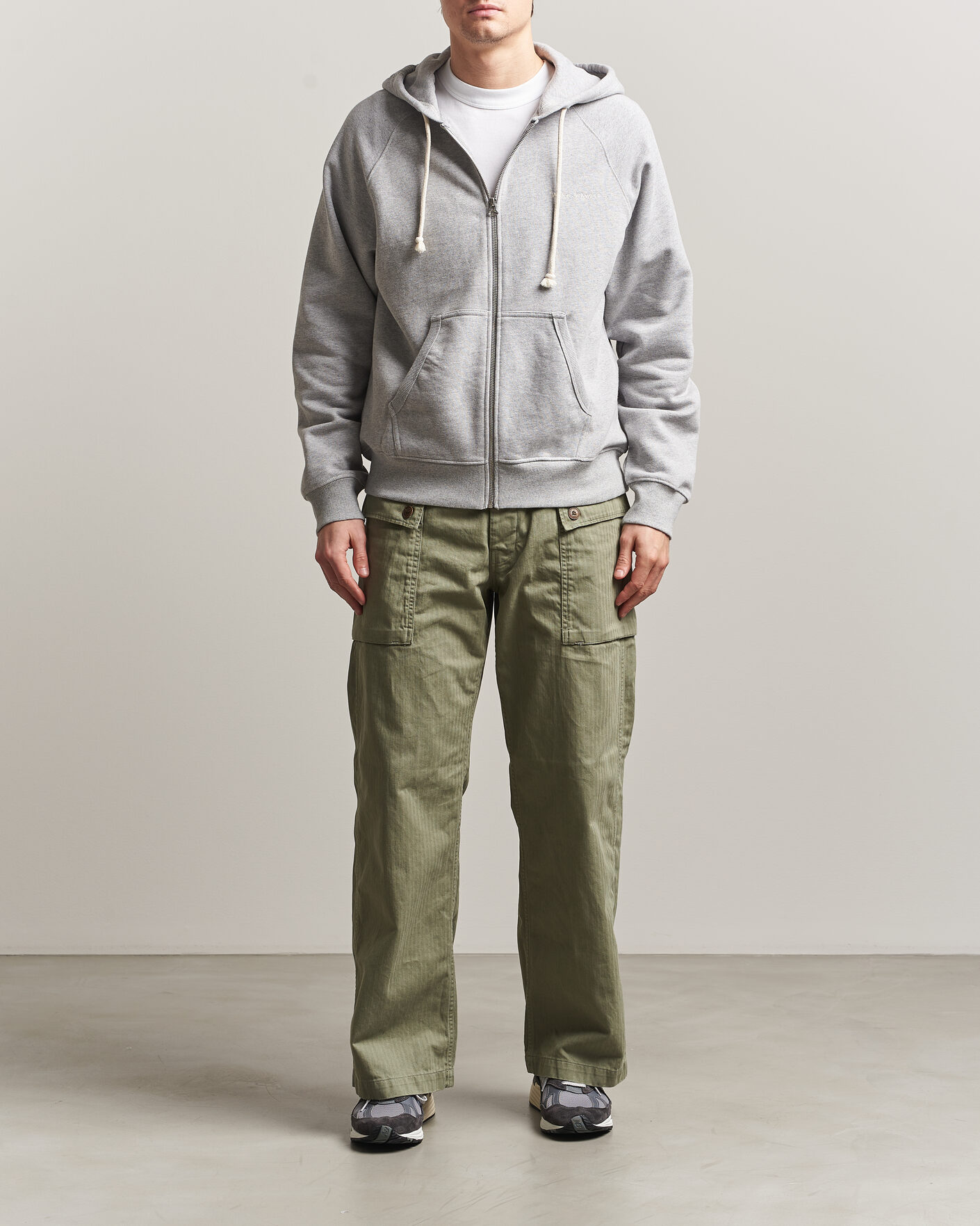 Nudie Jeans Gunde Logo Full Zip Hoodie Grey Melange at CareOfCarl.com
