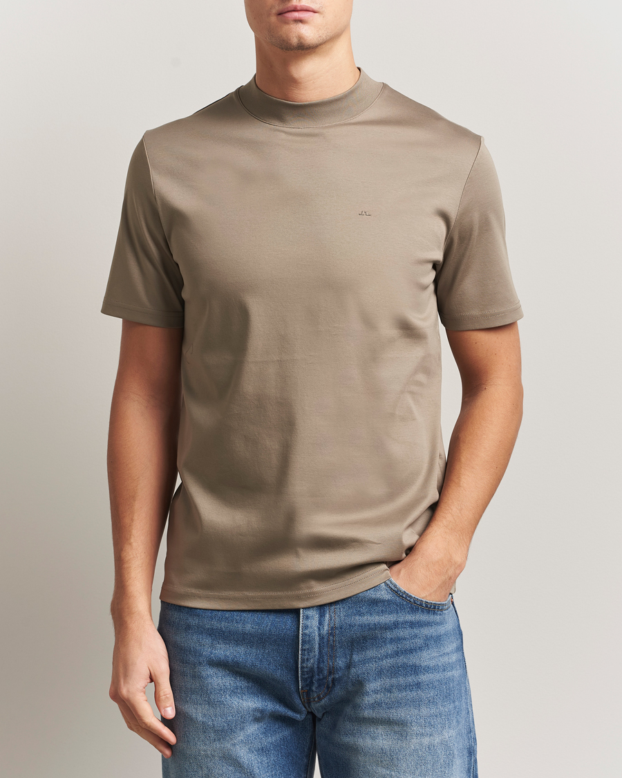Men | T-Shirts | J.Lindeberg | Ace Mock Neck T-Shirt Brindle