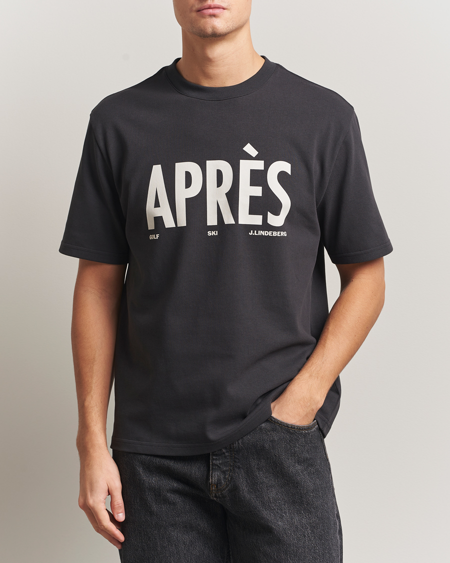 Men | T-Shirts | J.Lindeberg | Hale Printed Crew Neck T-Shirt Black