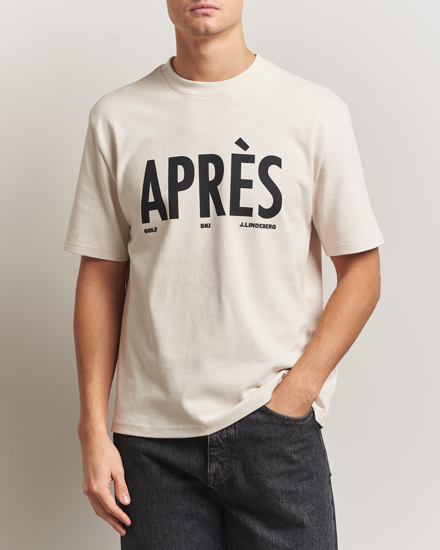 Men | T-Shirts | J.Lindeberg | Hale Printed Crew Neck T-Shirt Moonbeam