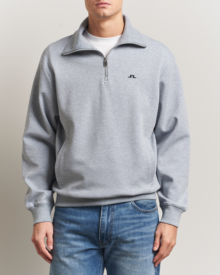 Men | Sweaters & Knitwear | J.Lindeberg | Callan Jersey Half Zip Medium Grey Melange