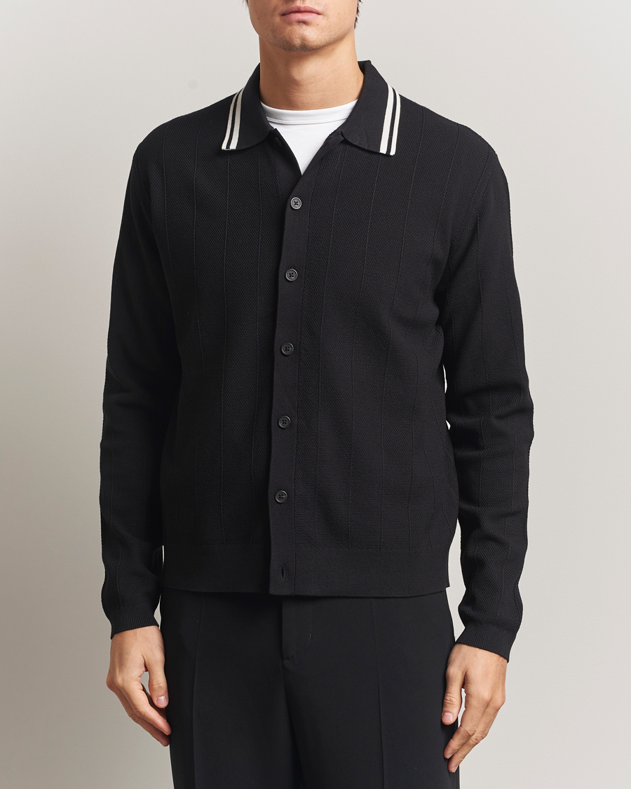 Men | Sweaters & Knitwear | J.Lindeberg | Willem Structured Cardigan Black