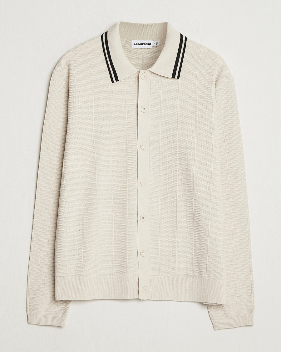 Men | Sweaters & Knitwear | J.Lindeberg | Willem Structured Cardigan Moonbeam