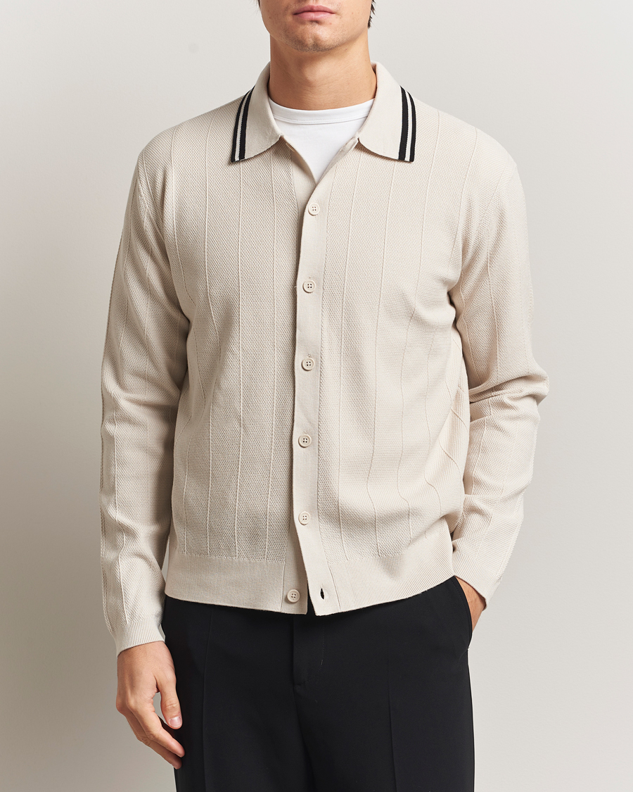 Men | Sweaters & Knitwear | J.Lindeberg | Willem Structured Cardigan Moonbeam