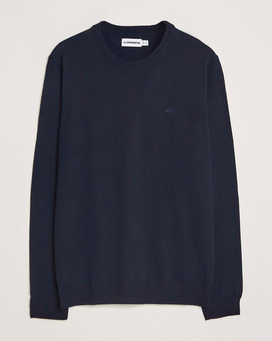 Men | Sweaters & Knitwear | J.Lindeberg | Keane Merino Crew Neck Navy