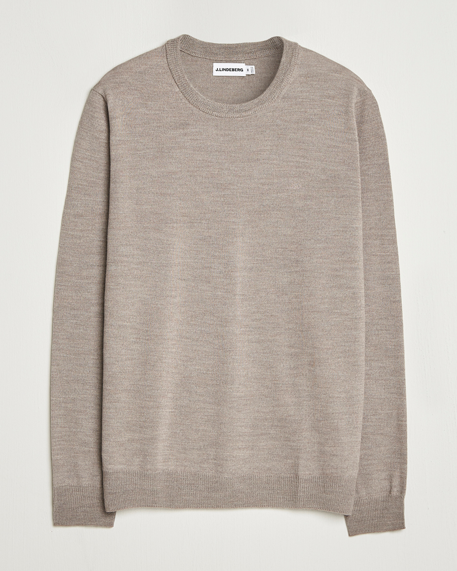 Men | Sweaters & Knitwear | J.Lindeberg | Keane Merino Crew Neck Brindle Melange